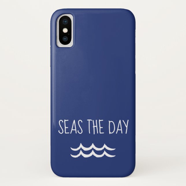 Navy Blue Seas the Day Waves Nautic Case-Mate iPhone Hülle (Rückseite)