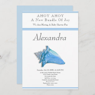 Navy Blue Seashell Ahoy it's a Boy Baby Shower