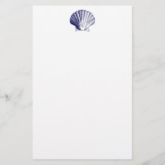 Navy Blue Seashell Stationery Briefpapier