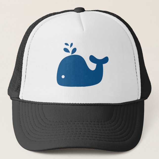 Navy Blue Silhouette Whale Truckerkappe (Vorderseite)