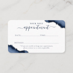 Navy Blue Silver Agate Glitzer Sparkasse Business Terminkarte