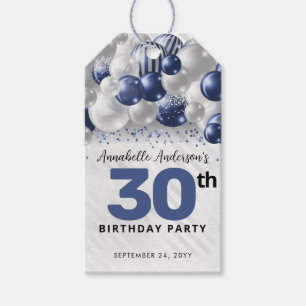 Navy Blue Silver Ballon Glitzer Gunst Birthday Geschenkanhänger