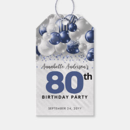 Navy Blue Silver Ballon Glitzer Gunst Birthday Geschenkanhänger