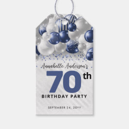 Navy Blue Silver Ballon Glitzer Gunst Birthday Geschenkanhänger