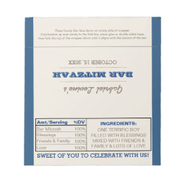 Navy Blue & Silver Bar Mitzvah Candy Wrappers Notizblock