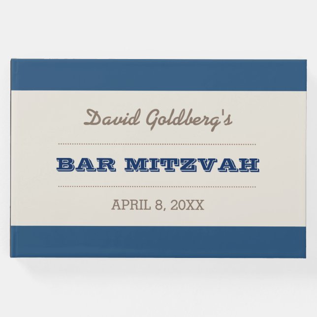 Navy Blue & Silver Bar Mitzvah Gästebuch (Vorderseite)
