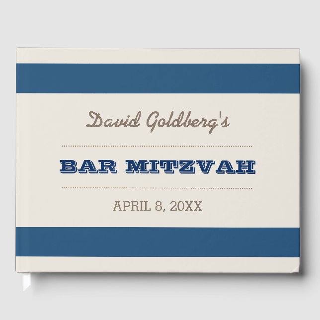 Navy Blue & Silver Bar Mitzvah Gästebuch (Vorderseite)