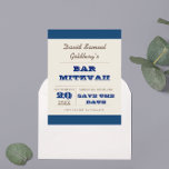 Navy Blue & Silver Bar Mitzvah Save the Date Ankündigungspostkarte<br><div class="desc">Diese Lässigen Chic Save the Date Postkarten sind die perfekte Möglichkeit,  Ihre Veranstaltung zu verkünden! Passen Sie den Text an,  um genau zu sagen,  was Sie gewollt haben.</div>