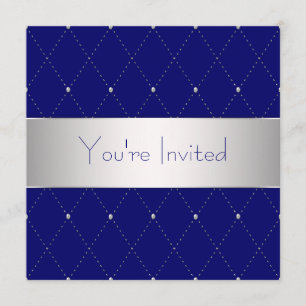 Navy Blue Silver Blue Corporate Party Einladung