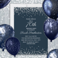 Navy Blue Silver Diamond Glitzer 70. Geburtstag