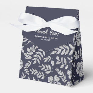 Navy Blue Silver Floral Pattern Brautparty Geschenkschachtel
