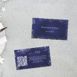 Navy Blue Silver Glitzer QR Code UAWG Begleitkarte