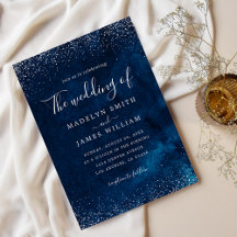 Navy Blue Silver Glitzer Starry Night Wedding