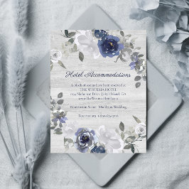 Navy Blue Silver Gray Floral Hotel Unterkünfte Begleitkarte