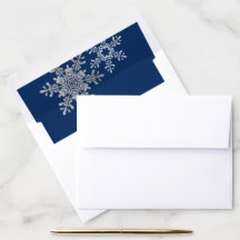 Navy Blue Silver Gray Snowflake Winter Wedding A7