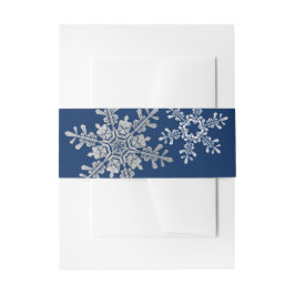 Navy Blue Silver Gray Snowflake Winter Wedding Einladungsbanderole