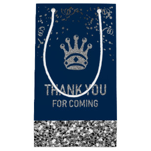 Navy Blue Silver Royal Prince Crown Vielen Dank Kleine Geschenktüte