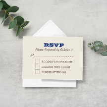 Navy Blue & Silver RSVP Card