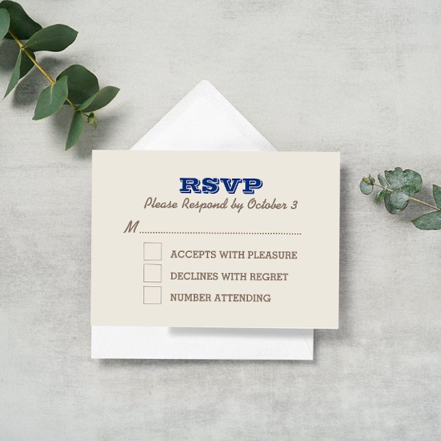 Navy Blue & Silver RSVP Card Karte (Von Creator hochgeladen)