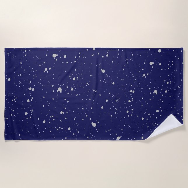 Navy Blue Silver Sparkle Strandtuch (Vorderseite)