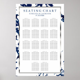 Navy Blue, Silver & White - 18 Seating Chart Poster