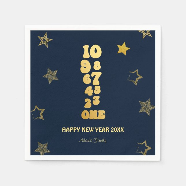 Navy Blue Silvester Party Serviette (Vorderseite)