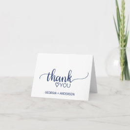 Navy Blue Simple Calligraphy Danke Card