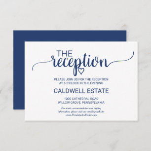 Navy Blue Simple Calligraphy Empfang Card Begleitkarte