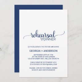 Navy Blue Simple Calligraphy Probe Dinner Einladung