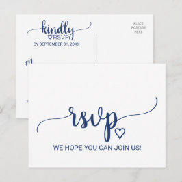 Navy Blue Simple Calligraphy Song Request UAWG Einladungspostkarte