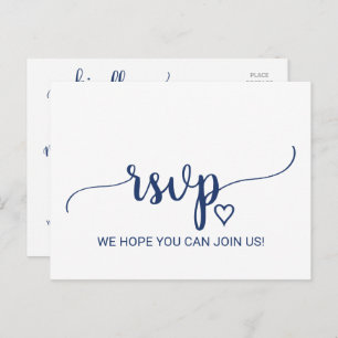 Navy Blue Simple Calligraphy Song Request UAWG Einladungspostkarte