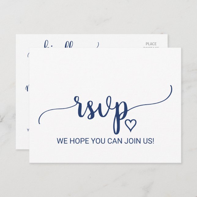 Navy Blue Simple Calligraphy Song Request UAWG Einladungspostkarte (Vorne/Hinten)