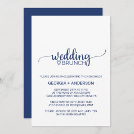 Navy Blue Simple Calligraphy Wedding Brunch Einladung