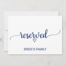 Navy Blue Simple Calligraphy Wedding Reserved Sign