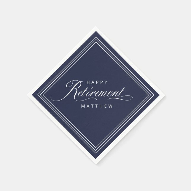 Navy Blue Simple Elegance Retirement Party Serviette (Ecke)