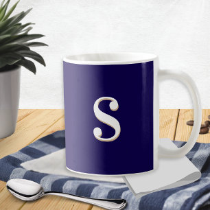 Navy Blue Simple Elegant Mit Monogramm Initial Kaffeetasse