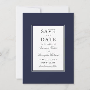 Navy Blue Simple Elegant Save the Date mit Foto