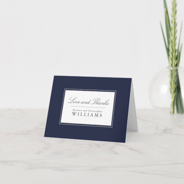Navy Blue Simple Elegant Wedding Vielen Dank Dankeskarte (Vorderseite)
