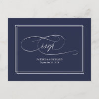 Navy Blue Simple Elegante Wedding UAWG Postcard