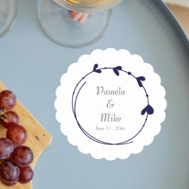 Navy Blue Simple Heart Wreath Wedding Untersetzer