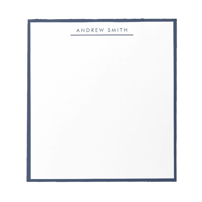 Navy Blue Simple Line Moderne Klassik Minimalistis Notizblock (Vorderseite)