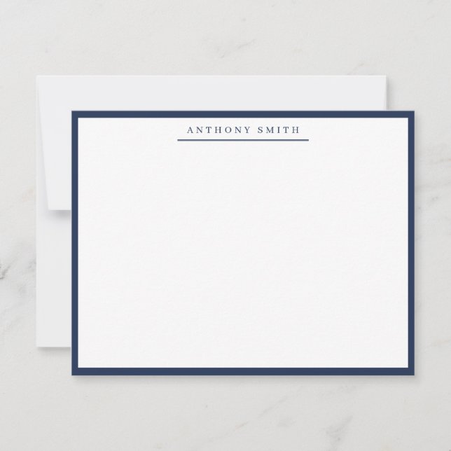 Navy Blue Simple Line Moderner Beruflicher Minimal Mitteilungskarte (Vorderseite)