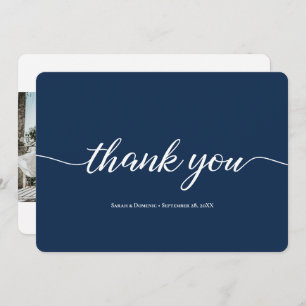 Navy Blue Simple Minimalistisch Wedding Vielen Dan Dankeskarte