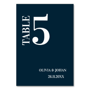 Navy Blue Simple Modern Elegance Wedding Tischnummer