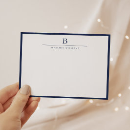 Navy Blue Simple Modern Stationery Classic Mitteilungskarte
