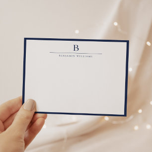 Navy Blue Simple Modern Stationery Classic Mitteilungskarte