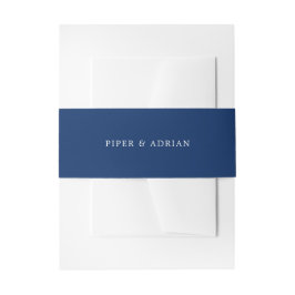 Navy Blue Simple Names Solid Color Wedding Einladungsbanderole