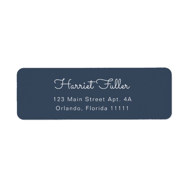 Navy Blue Simple Script Return Address Label (Vorne)