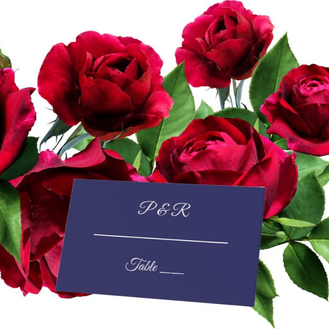 Navy Blue Simple Stylized Script Wedding Platzkarte (In Situ Wedding)
