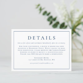 Navy Blue Simple Typografy Formal Wedding Details Begleitkarte